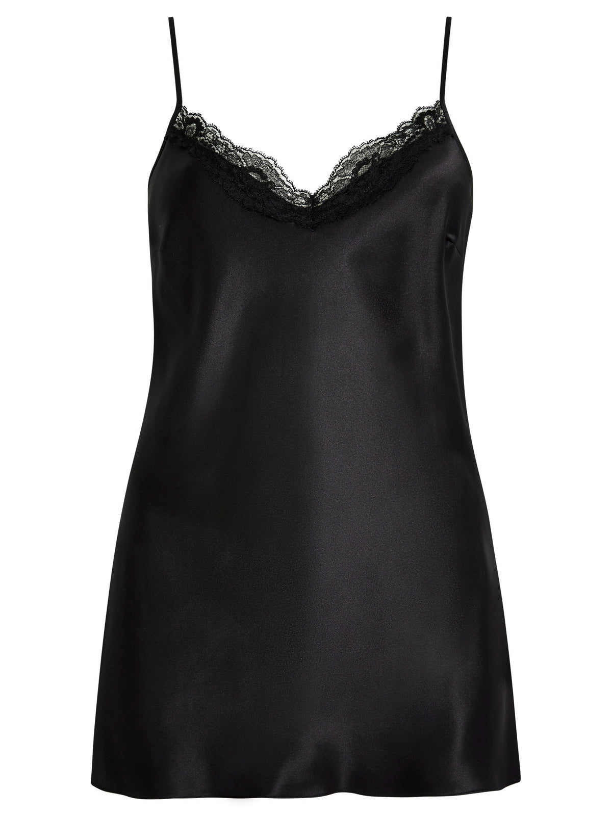 Longer Length Audrey Silk Bias Cut Camisole with Lace Trim