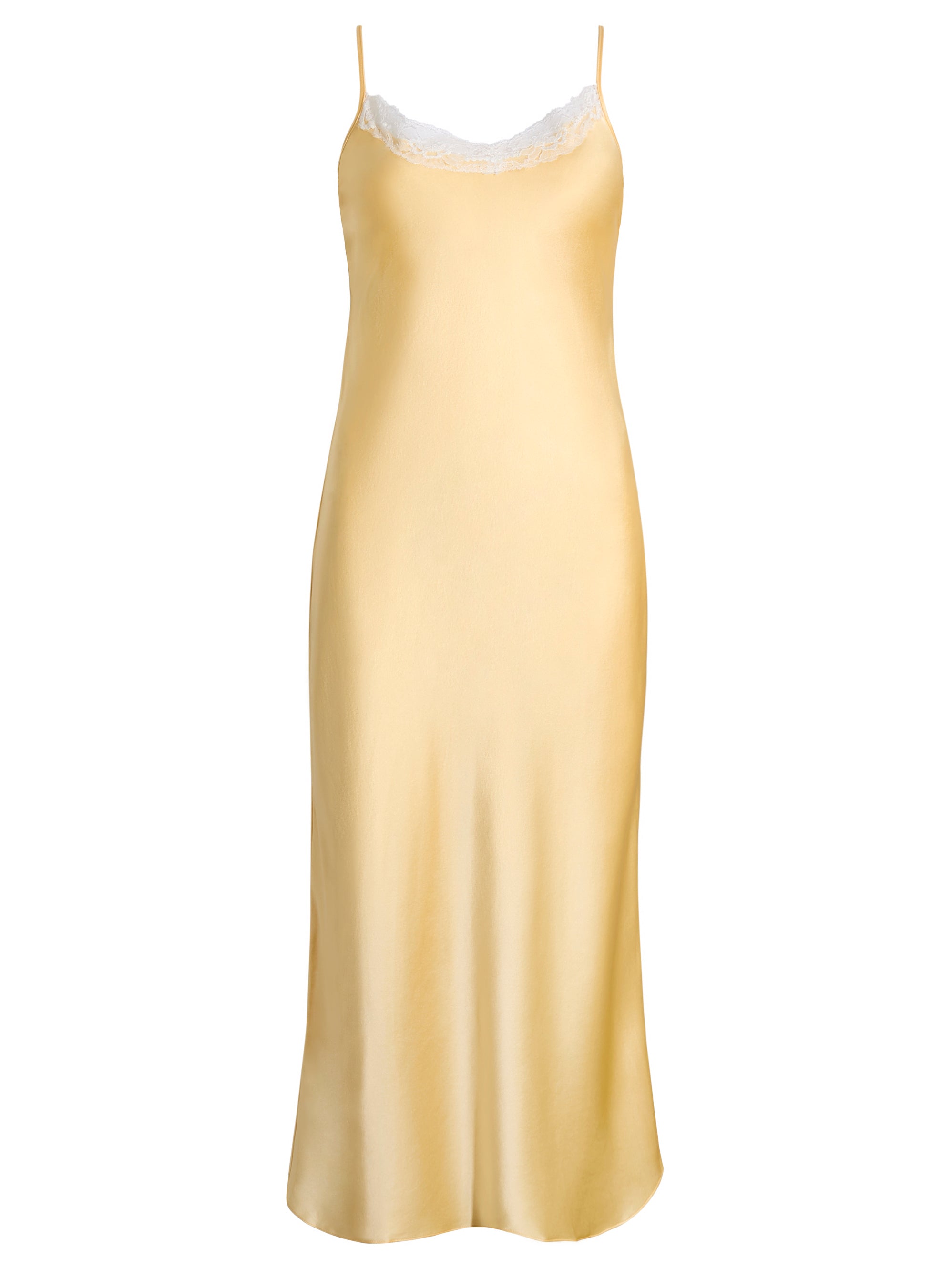 Audrey Silk Bias Cut Chemise with Lace Trim