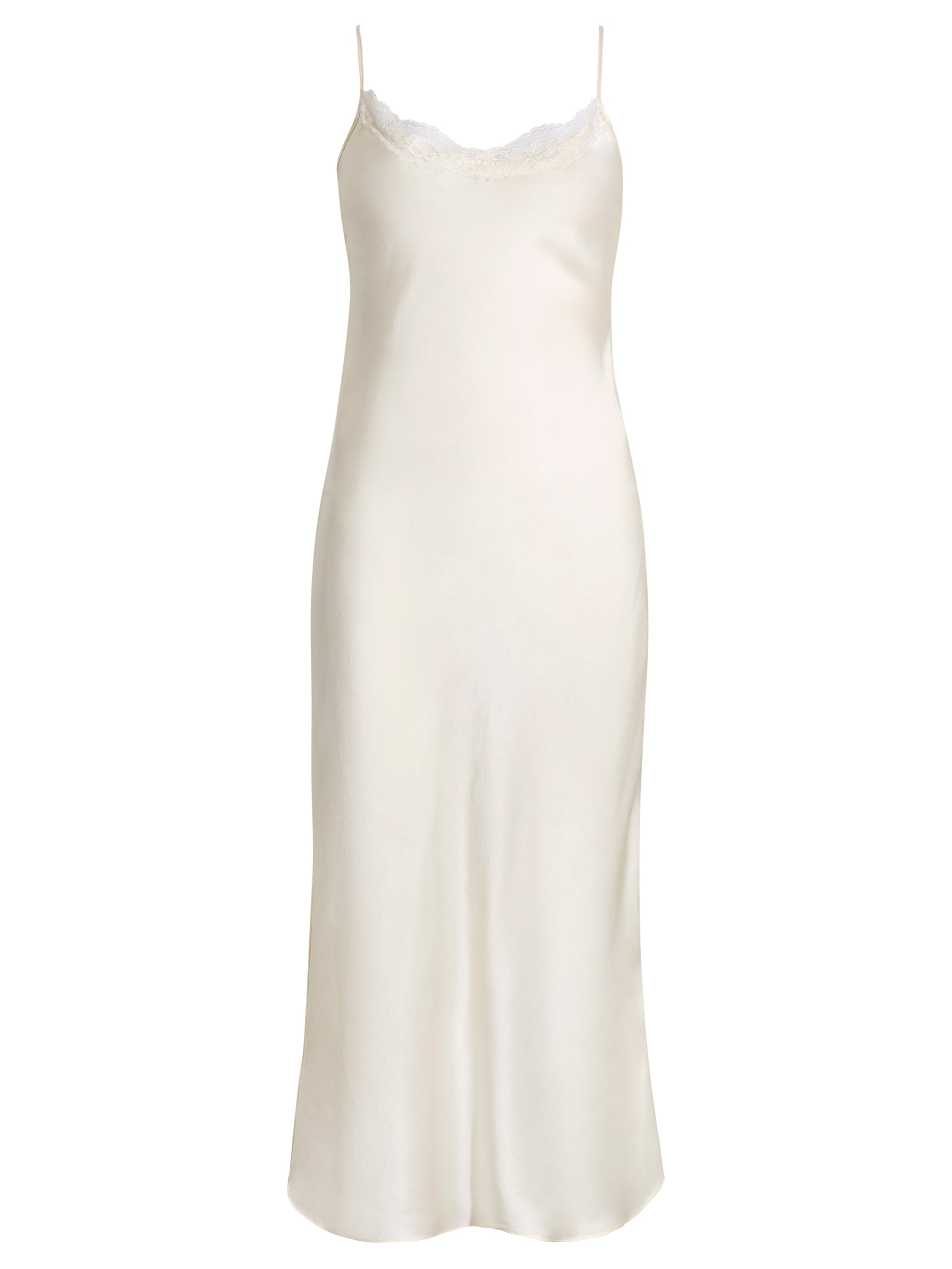 Audrey Silk Bias Cut Midi Dress with Lace Trim
