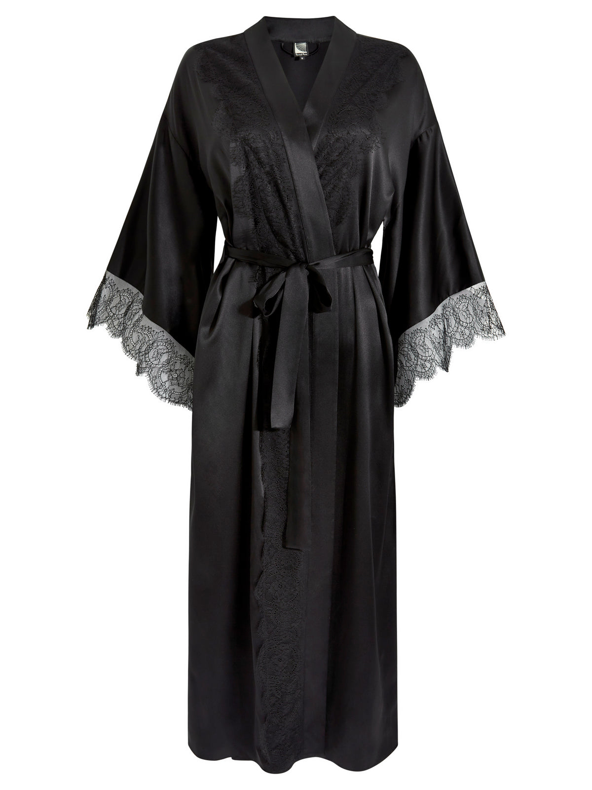 Lauren Silk Lace Trim Kimono