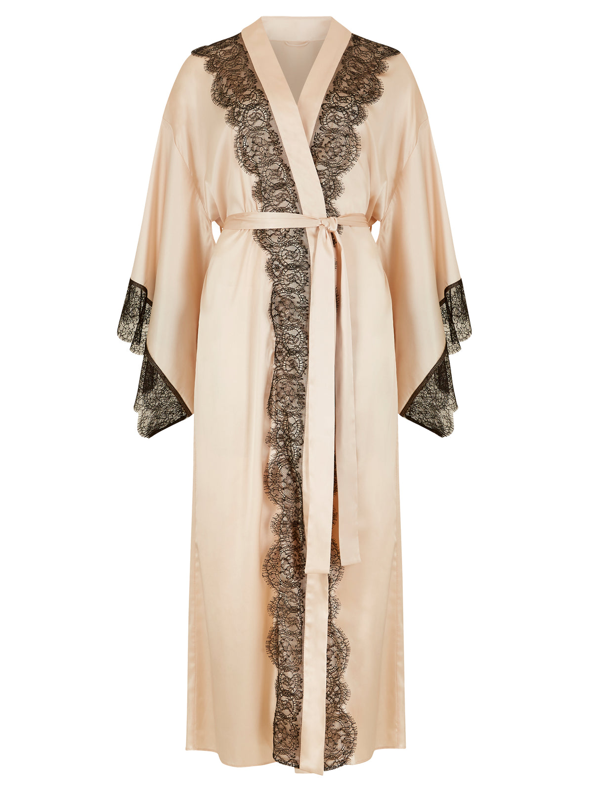 Lauren Silk Lace Trim Kimono