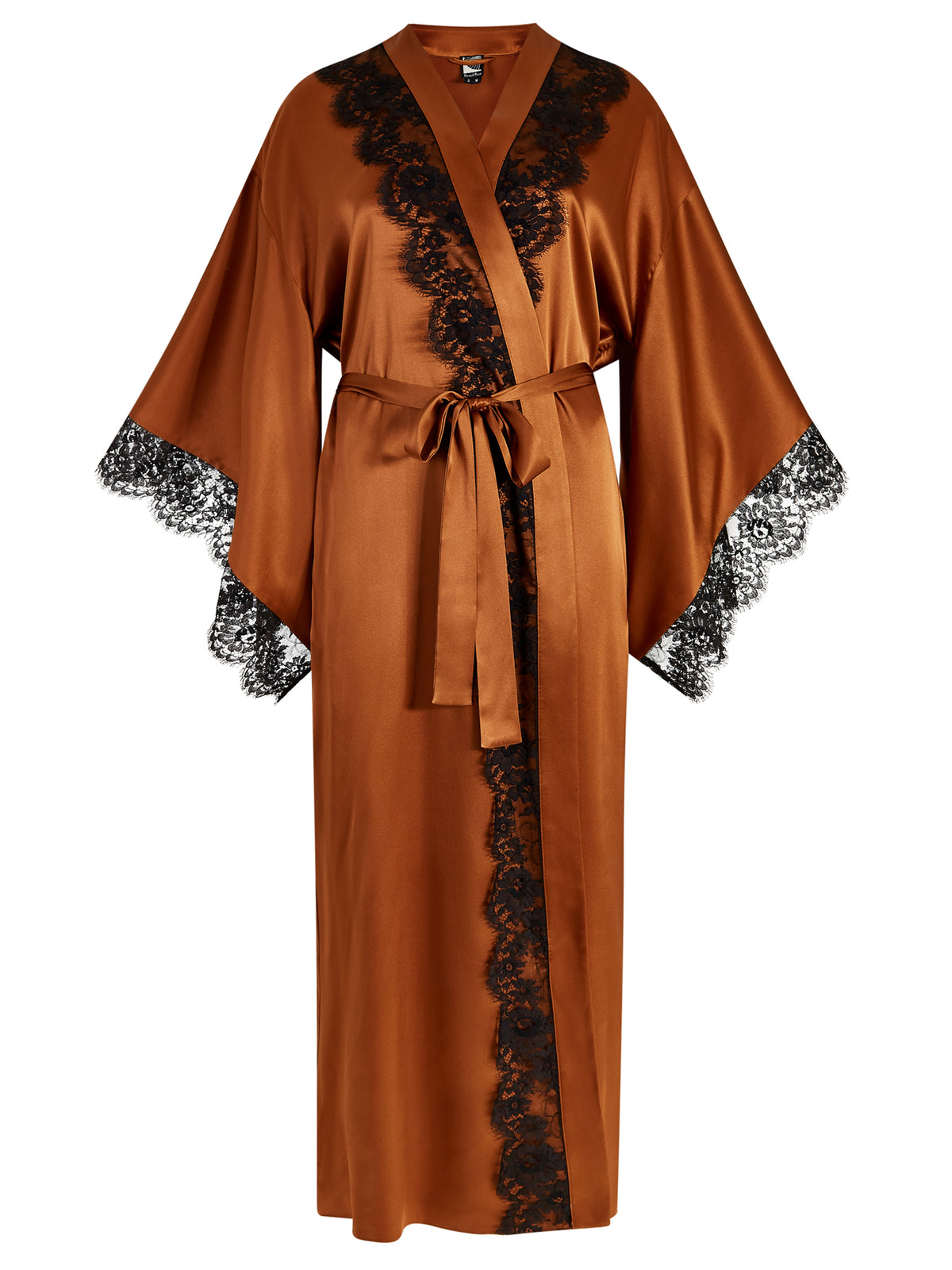 Lauren Silk Lace Trim Kimono