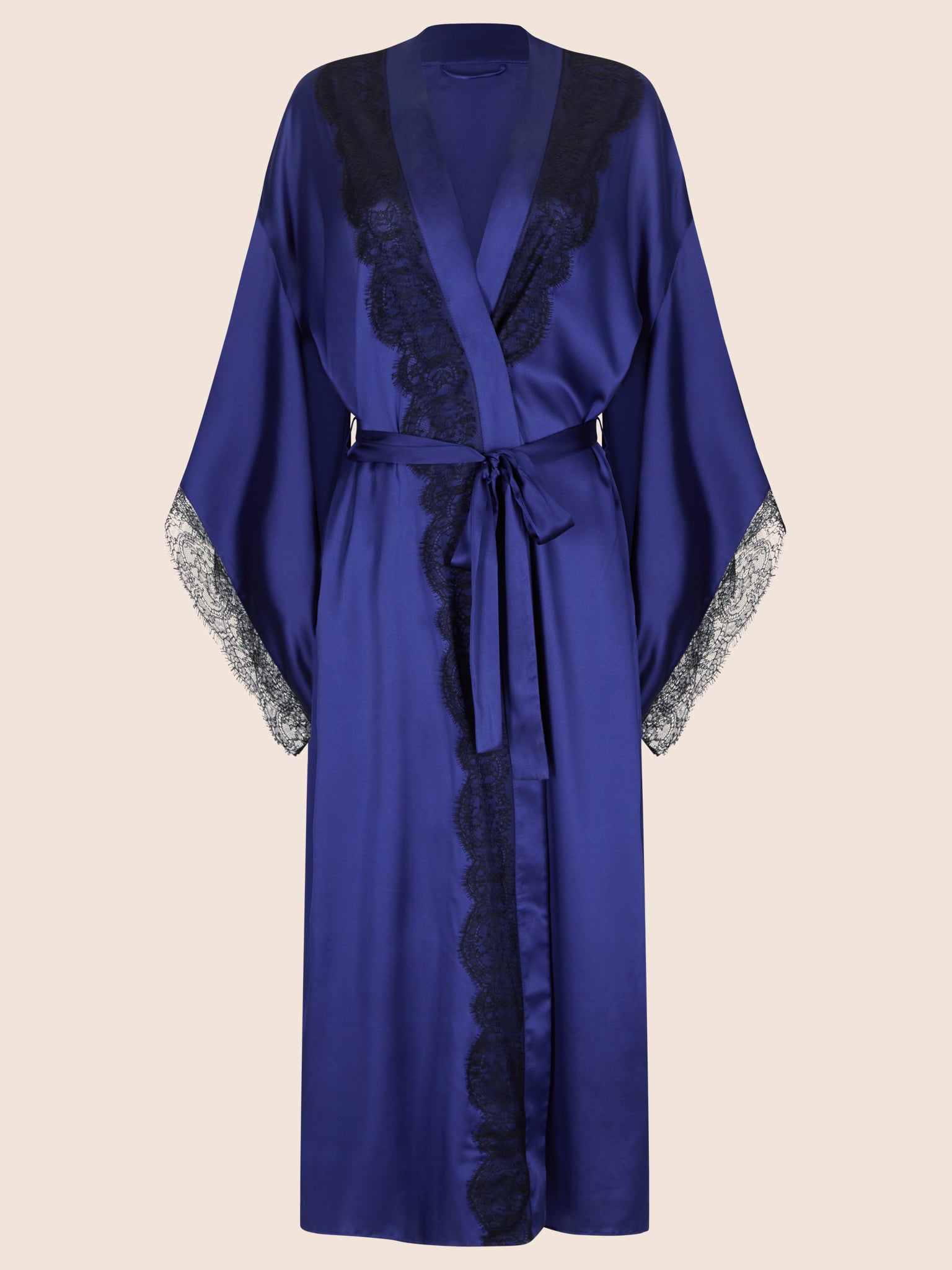 Lauren Silk Lace Trim Kimono