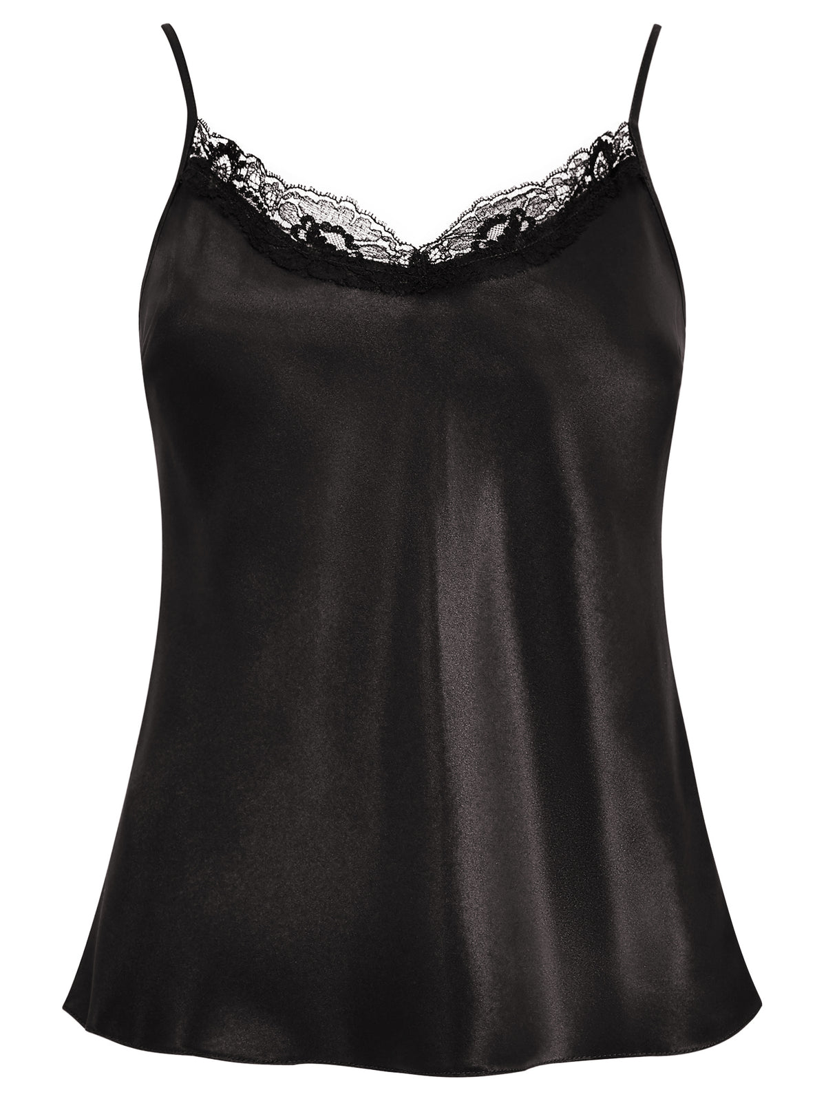 Audrey Silk Bias Cut Camisole with Lace Trim