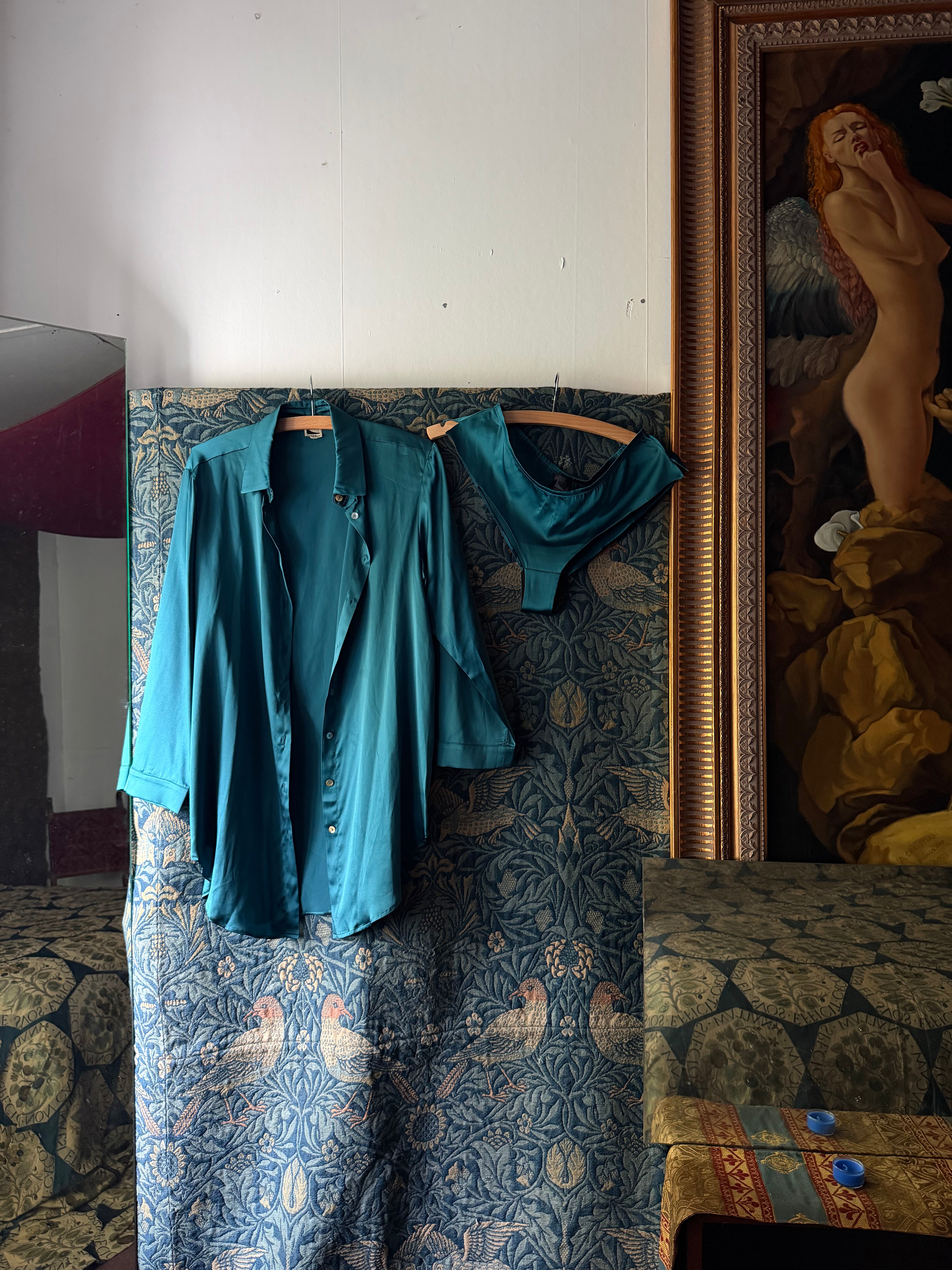FINAL SALE - Peppy Silk Nightshirt PETROL MEDIUM