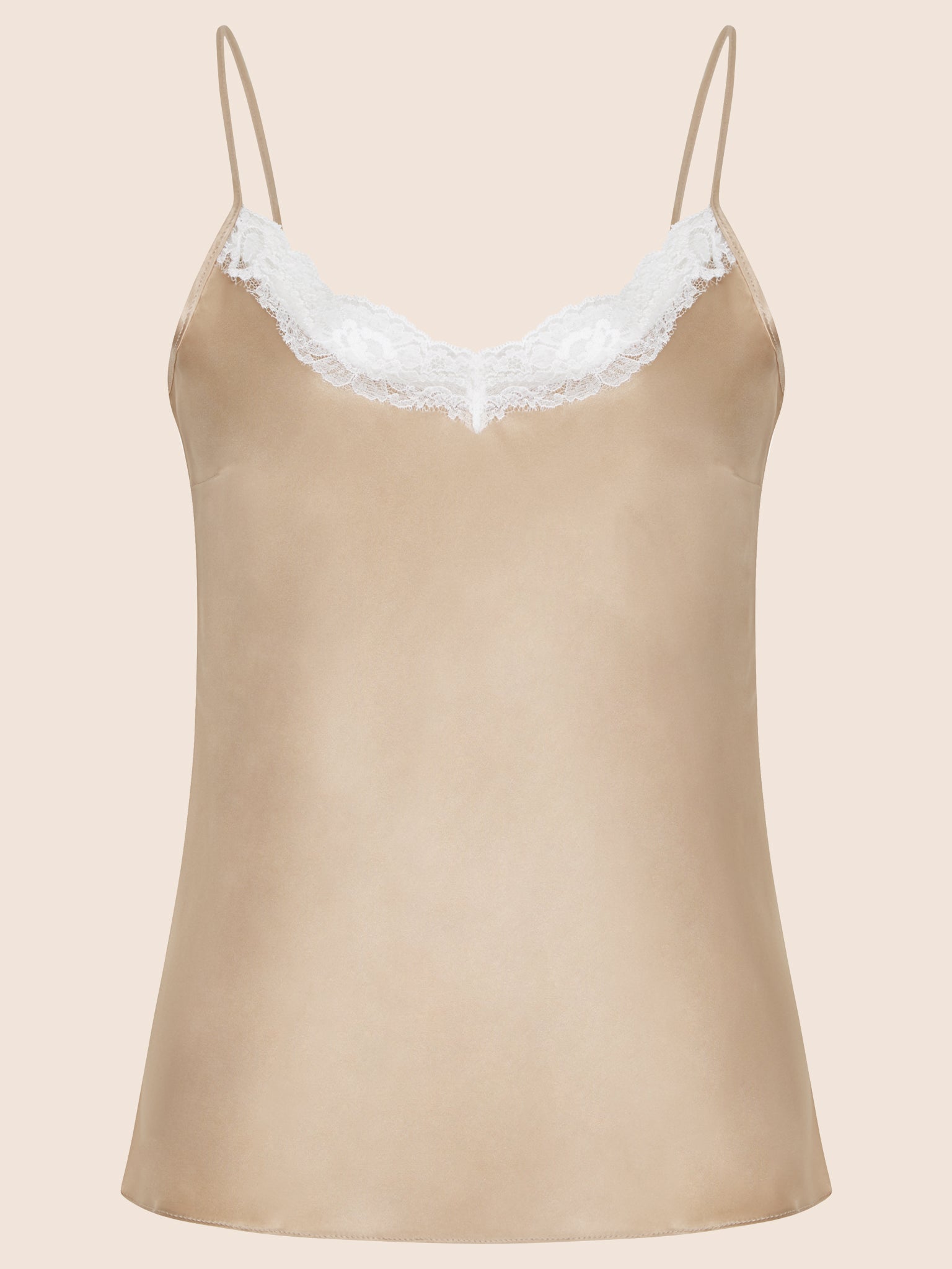 Audrey Silk Bias Cut Camisole with Lace Trim