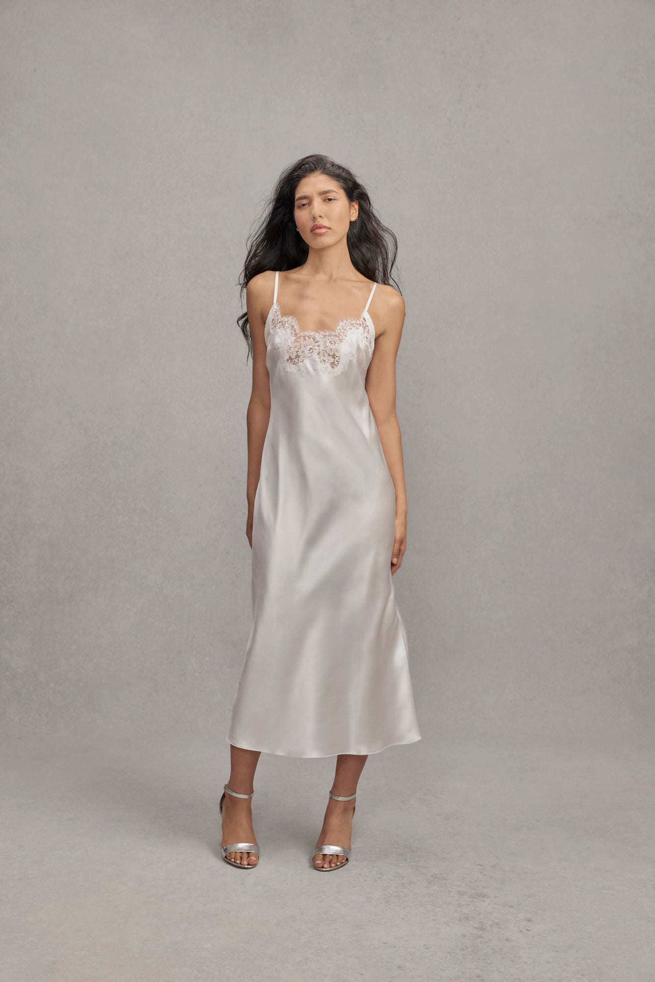 Alyna Silk with cutout Lace Midi dress