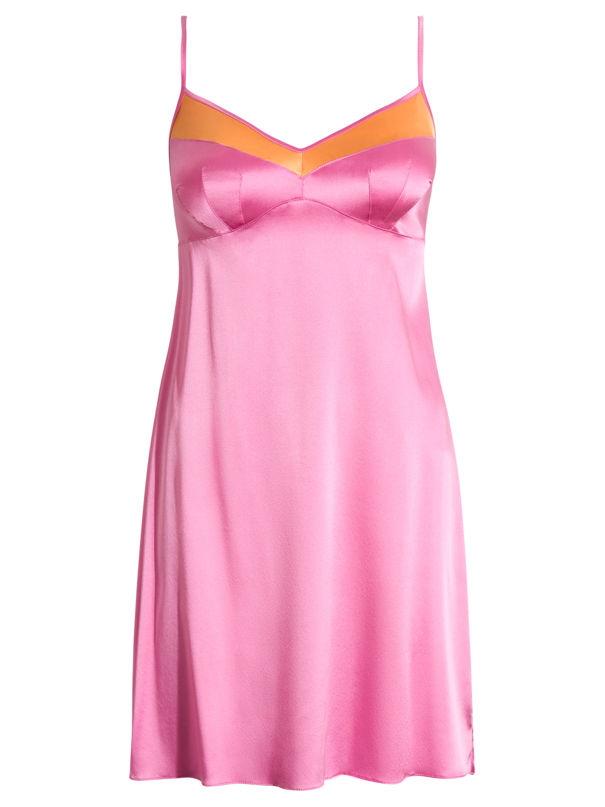 FINAL SALE - GRACE SILK CHEMISE - POP PINK W ORANGE MEDIUM