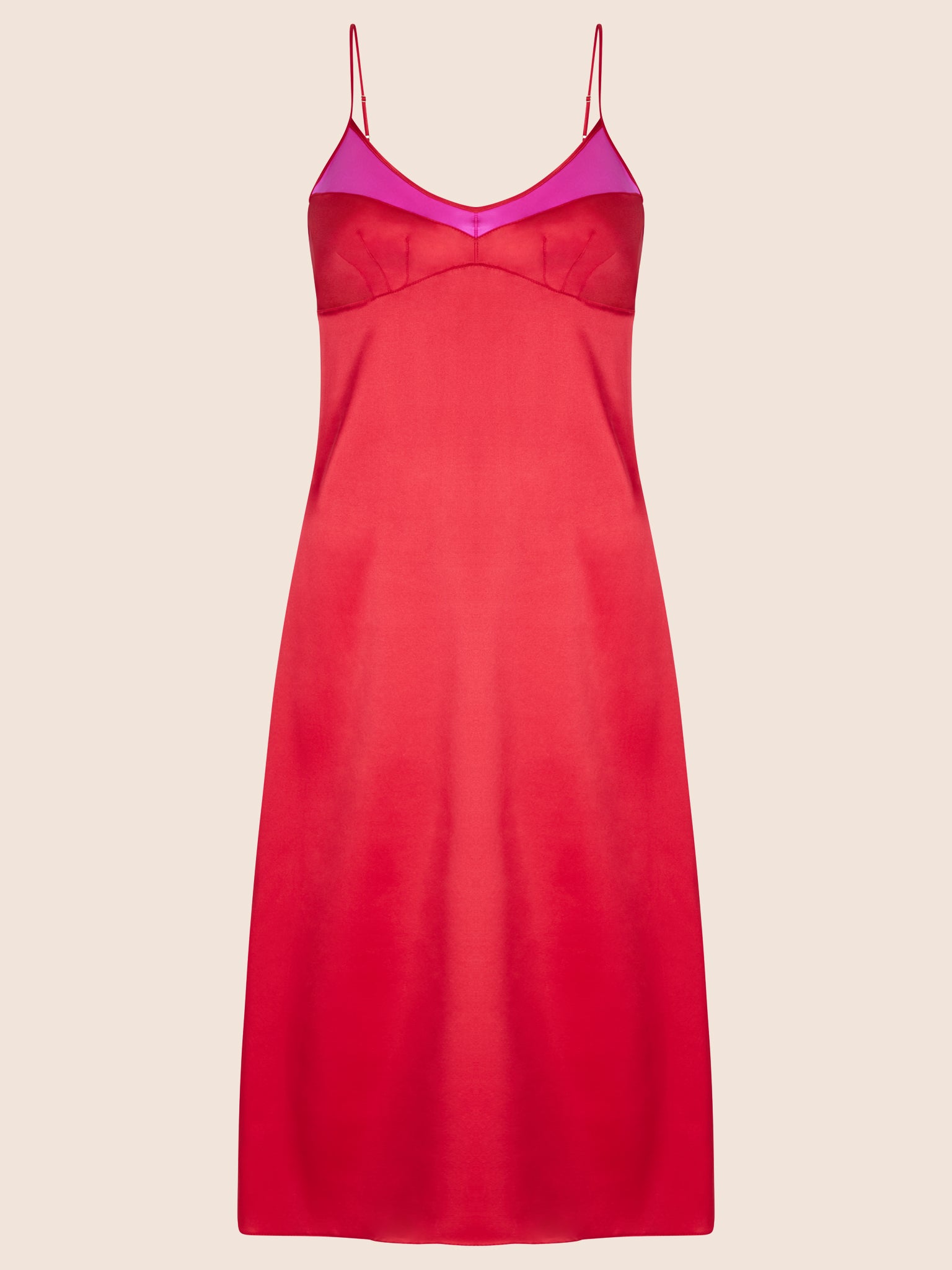 FINAL SALE - GRACE RED MIDI DRESS WITH HOT PINK TOP CUP LARGE