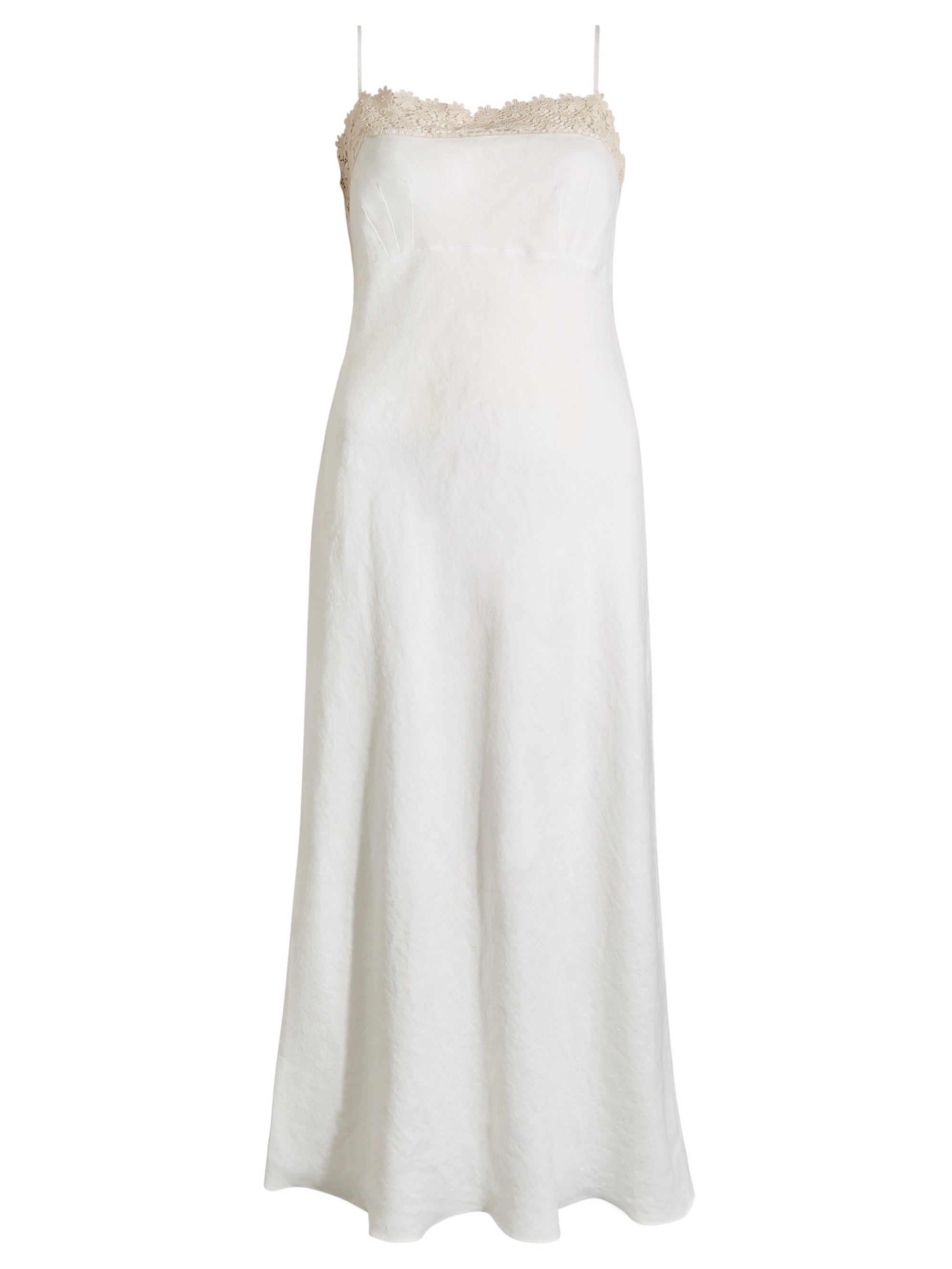 Josephine Linen Midi Dress with Guipure trim