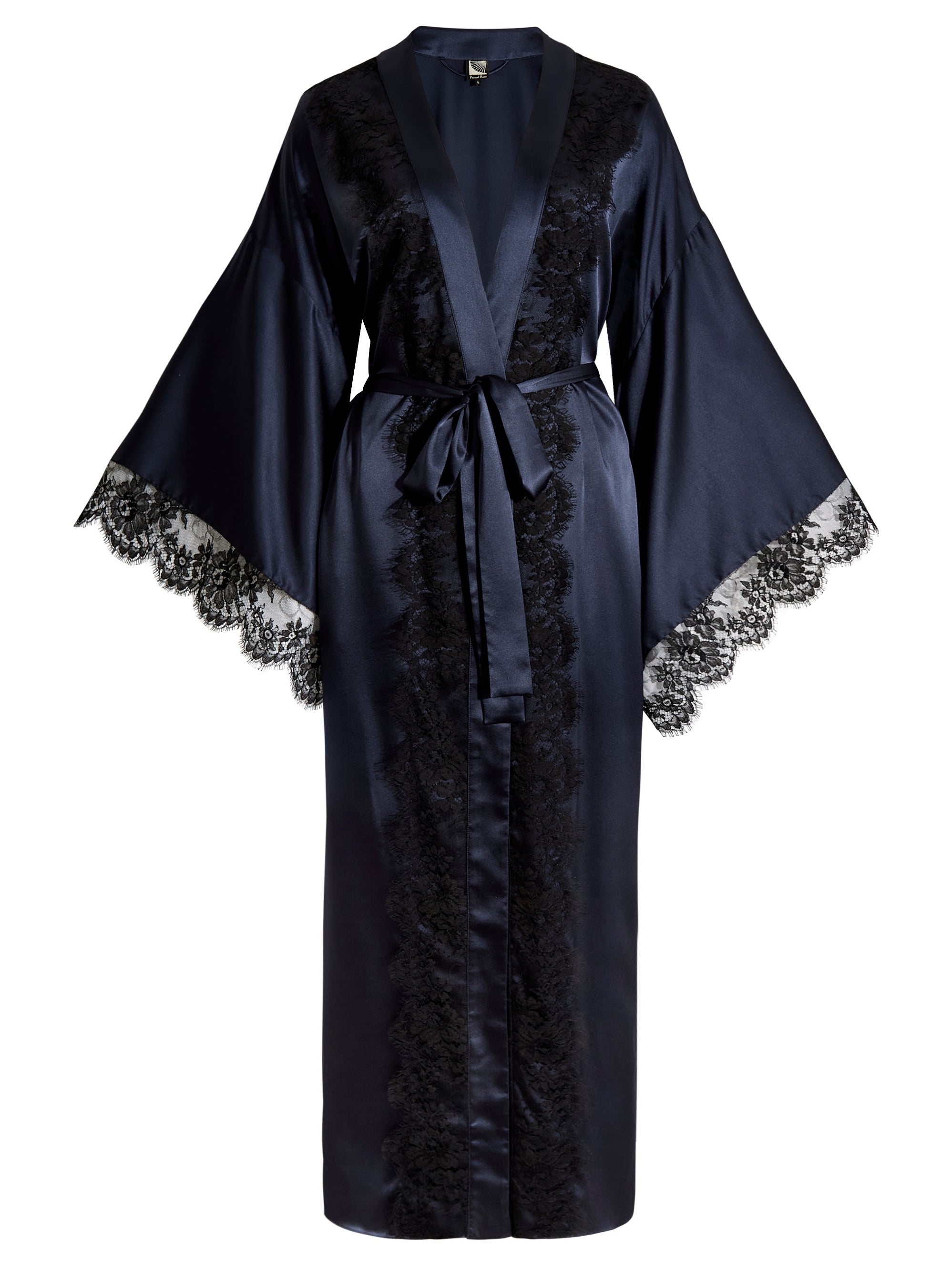 Lana Silk Kimono with Lace Trim