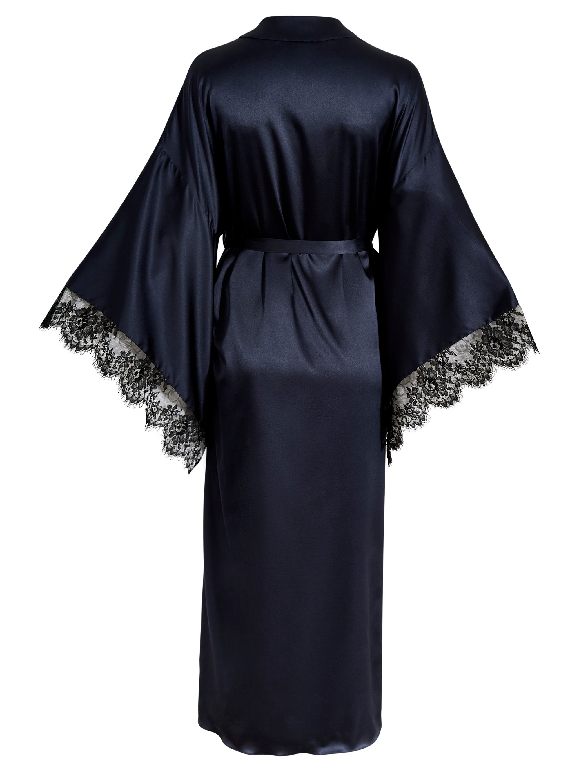 Lana Silk Kimono with Lace Trim