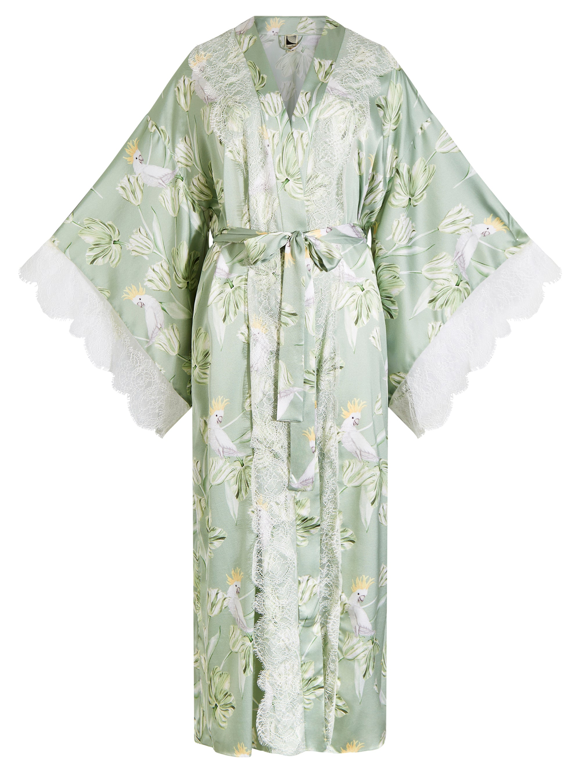 Lauren Silk Lace Trim Kimono Tropical