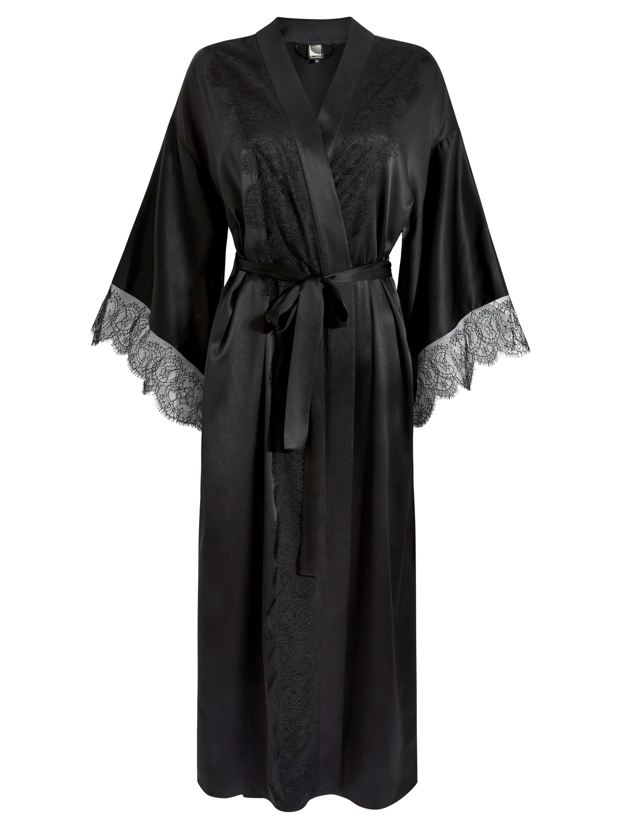 Lauren Silk Lace Trim Kimono
