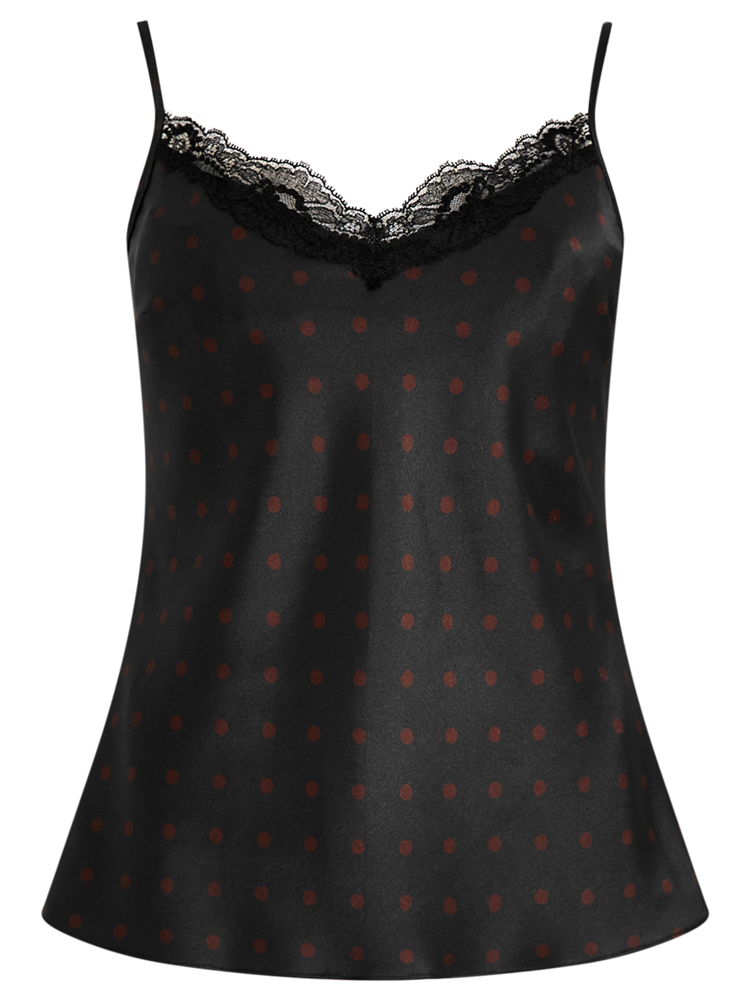 Audrey Silk Bias Cut Camisole with Lace Trim