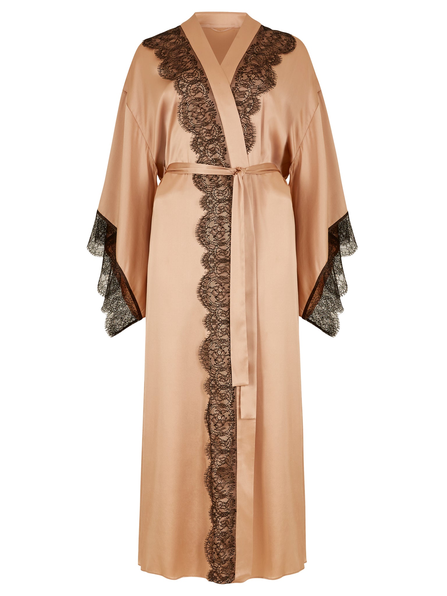 Lauren Silk Lace Trim Kimono